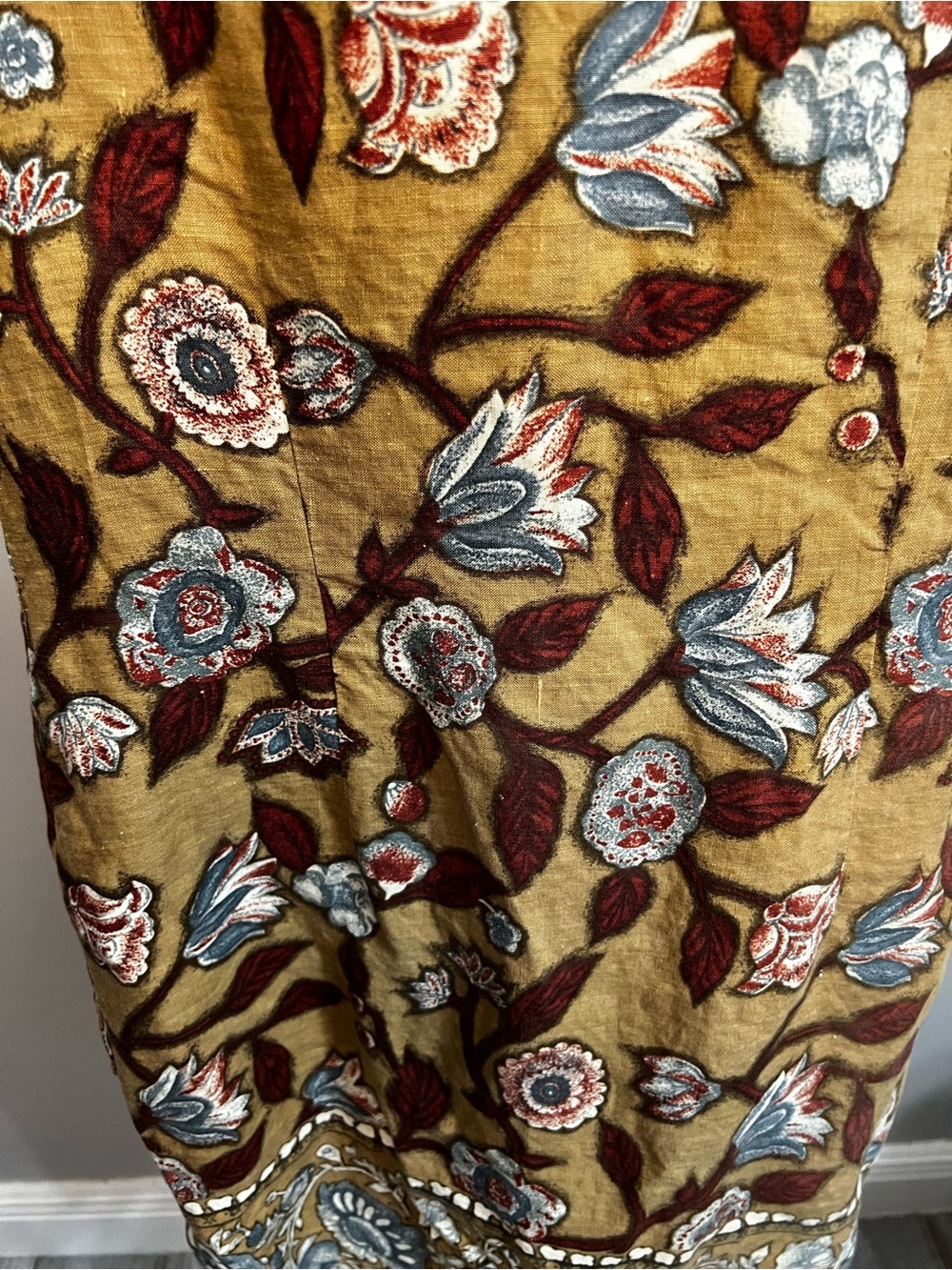 vintage neiman marcus exclusive Linen Brown Floral Sleeveless Dress Medium - Picture 3 of 12